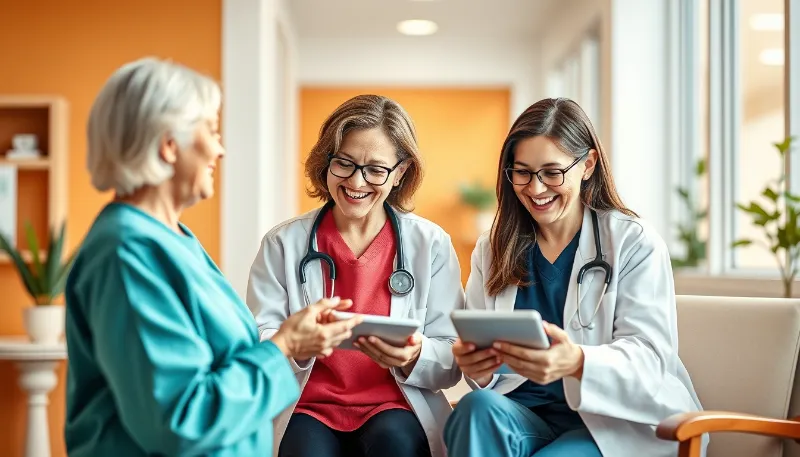 Interfaz digital con agenda de citas médicas y perfiles de profesionales, mostrando la automatización del calendario clínico con IA