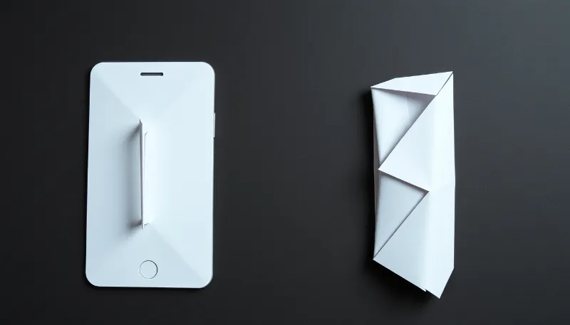 Teléfono móvil junto a una figura abstracta, representando asistentes de llamadas con Inteligencia Artificial.