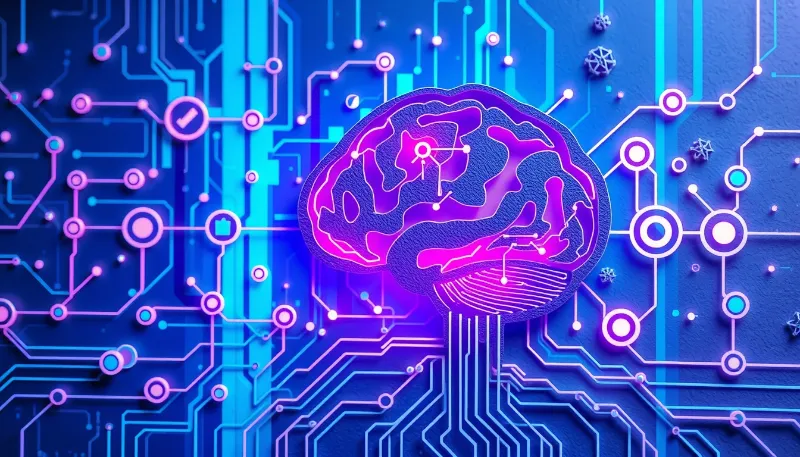 Cerebro digital iluminado sobre un circuito, representando consultoría en inteligencia artificial para empresas.